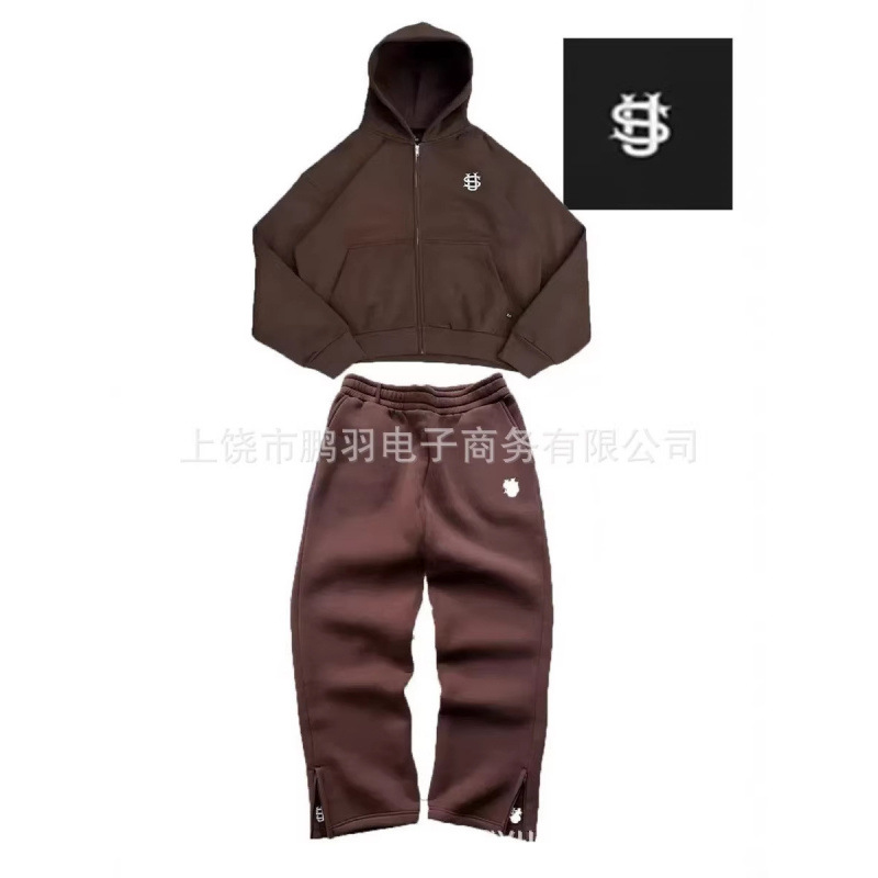 2255US拉链卫衣金币字母刺绣潮流suvene oversize hoodie开衫代发