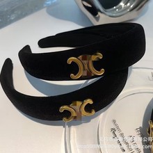 欧美旋旋门丝绒宽边发箍女法式复古头箍发卡显脸小发饰字母元素