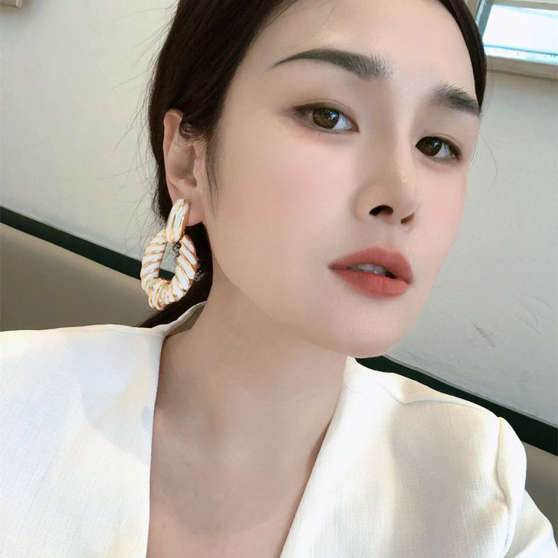 Holiday, Daily Occasion 1 Pair Streetwear Stripe Enamel Plating Copper Ear Studs