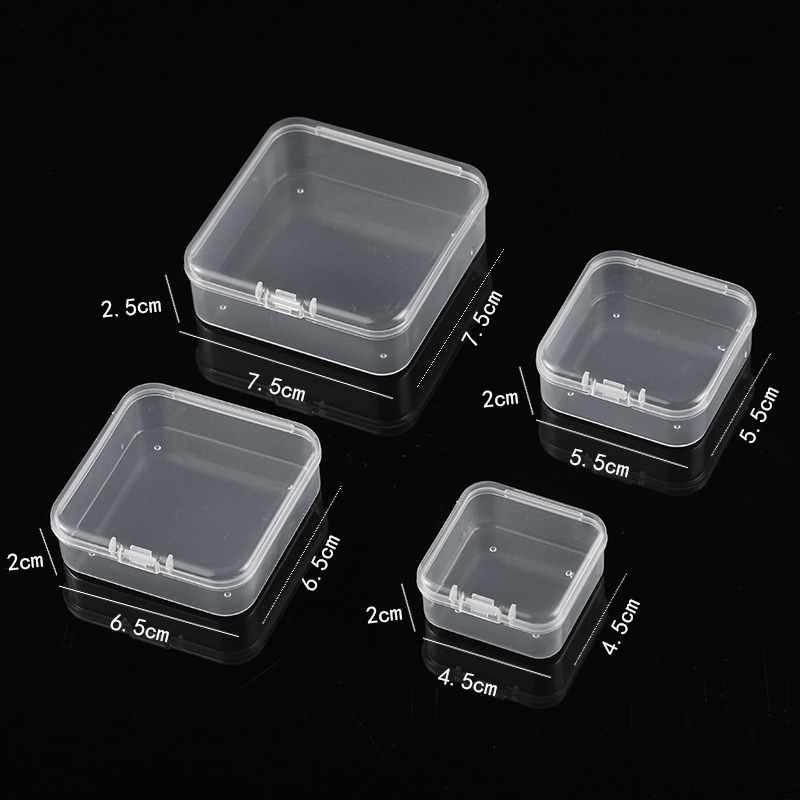 Cuadrado transparente caja de almacenamiento de plástico PP caja de embalaje joyas accesorios de hardware partes tapones para los oídos caja pequeña caja de elemento