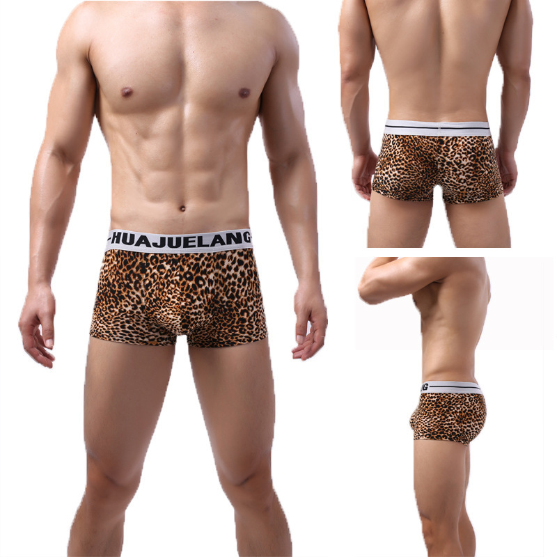 Men's Underwear Leopard Print Boxers Double Layer Accented Sexy Underwear Boxers B200