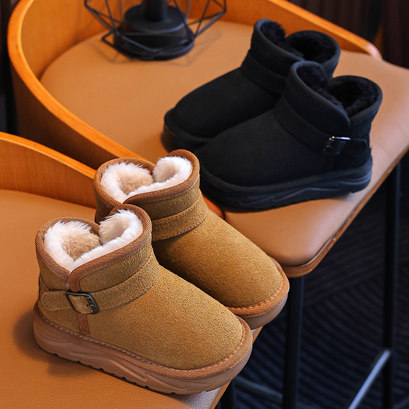 Botas de nieve para niños 2024 nuevas botas de invierno para niñas botas de invierno otoño y invierno de lana para niños zapatos de algodón de nieve zapatos de bebé