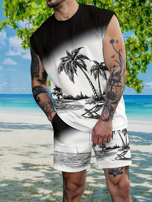 Men's Vest Set Skin Friendly Cool Summer Not Stuffy Or Sweaty Clothing_viptrois.com