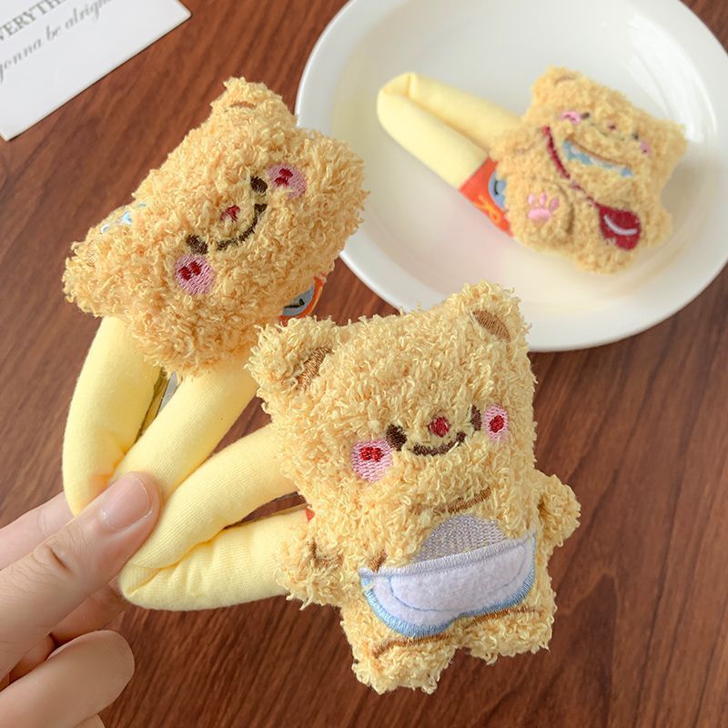 cartoon plush yellow bear barrettes new princess side clip large bb headdress hairpin broken hair makeup clip