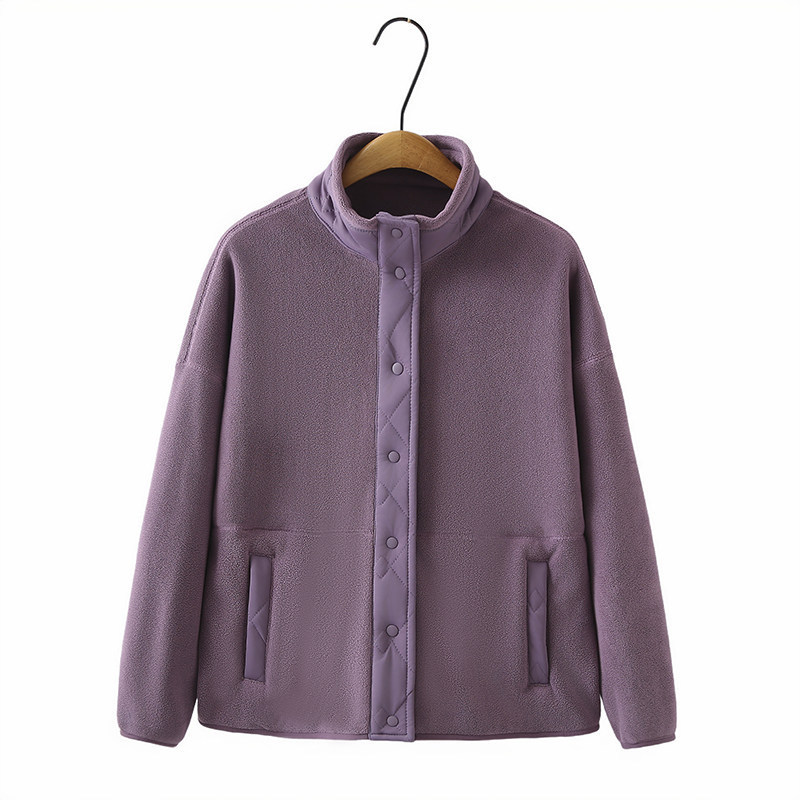 Spring Clothing for Middle-Aged and Elderly Mothers, Fleece Jacket, New Casual Age-Reducing Top, Zip-Up Cardigan, Trendy Sweatshirt