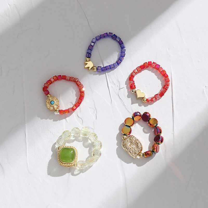 Fashion Heart Shape Copper Beaded Plating Inlay Turquoise Rings 1 Piece