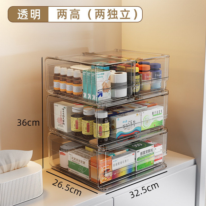 家庭用薬箱多層収納ボックス引き出し型薬透明薬オーガナイザー収納ラックデスクトップ工場直販|undefined