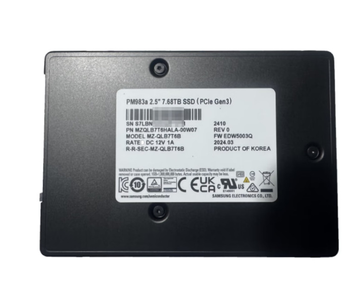 Samsung PM983A 960GB Enterprise SSD Server üçün