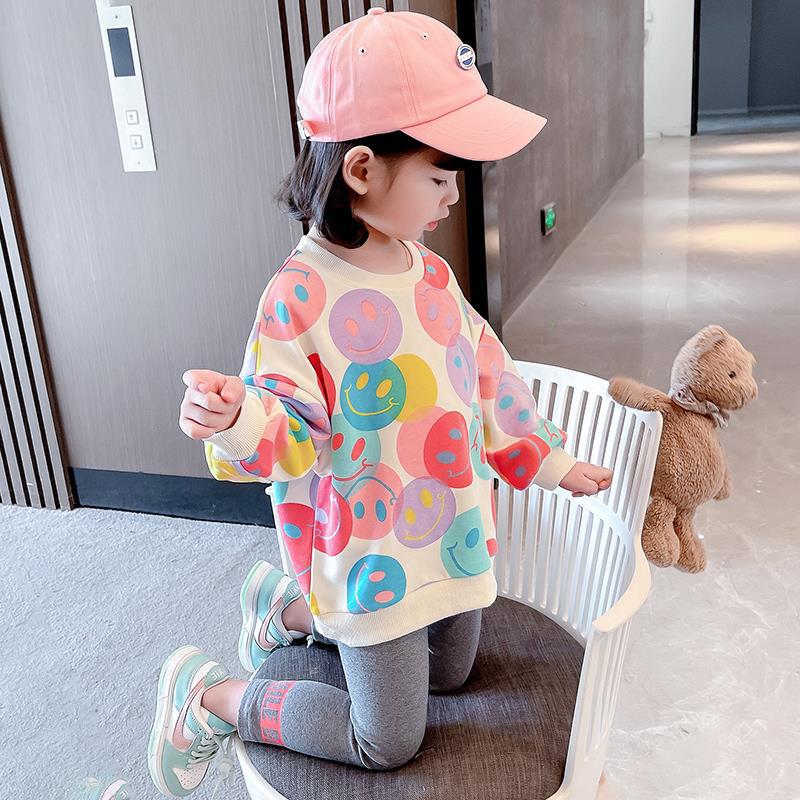 2022 Fall/Winter New Arrival: Trendy & Popular Kids' Fashionable Cartoon-Print Smiley Face Sweatshirt—Versatile and Easy-to-Match