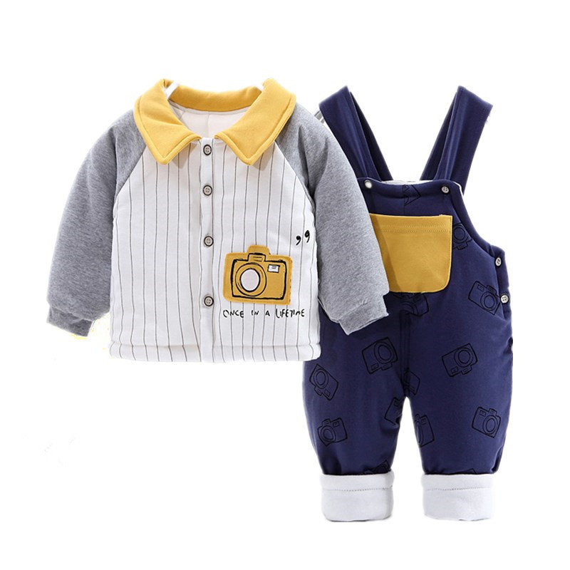 Ropa de primavera, otoño e invierno acolchada para bebés para hombres y mujeres, traje de correa para bebés, ropa de algodón fino para niños, ropa de otoño 0-1 años 2