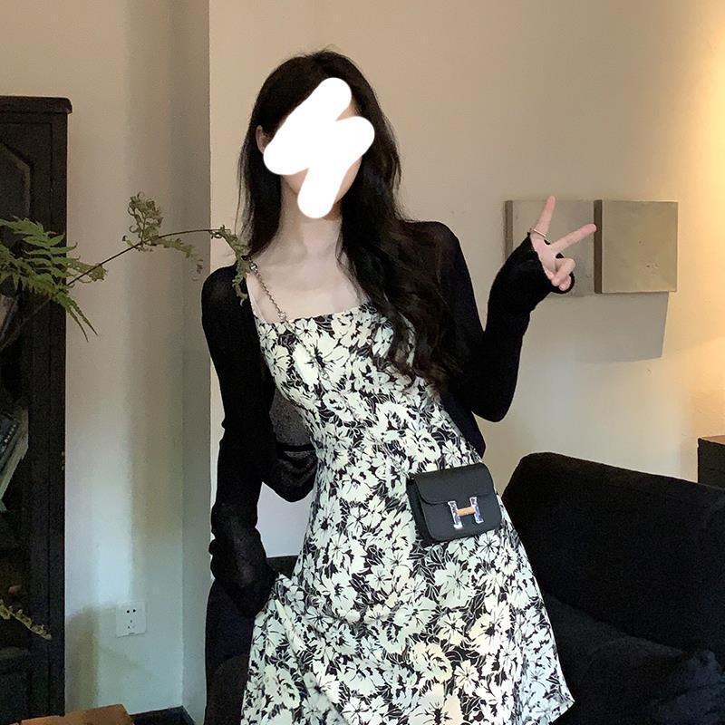 자외선 차단 의류, 니트 가디건, 얇은 여성용 서스펜더 스커트, 블라우스, 여름 아이스 실크 숄, 스몰 웨이스트 재킷