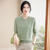 中老年女装秋冬打底衫风针织衫妈妈装上衣大码宽松长袖毛衣休闲，女装针织衫/毛衣，妃慕昵服饰