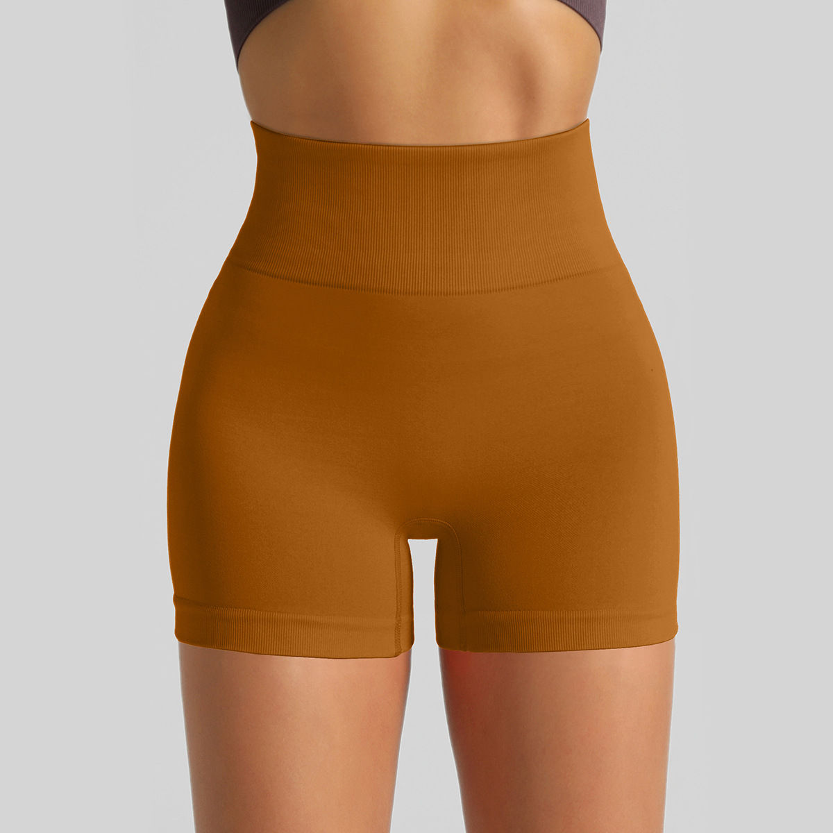 Pantalones cortos de Yoga de punto sin costuras transfronterizas Peach Hip lifting pantalones de fitness de cintura alta pantalones cortos deportivos para correr tres puntos mujeres