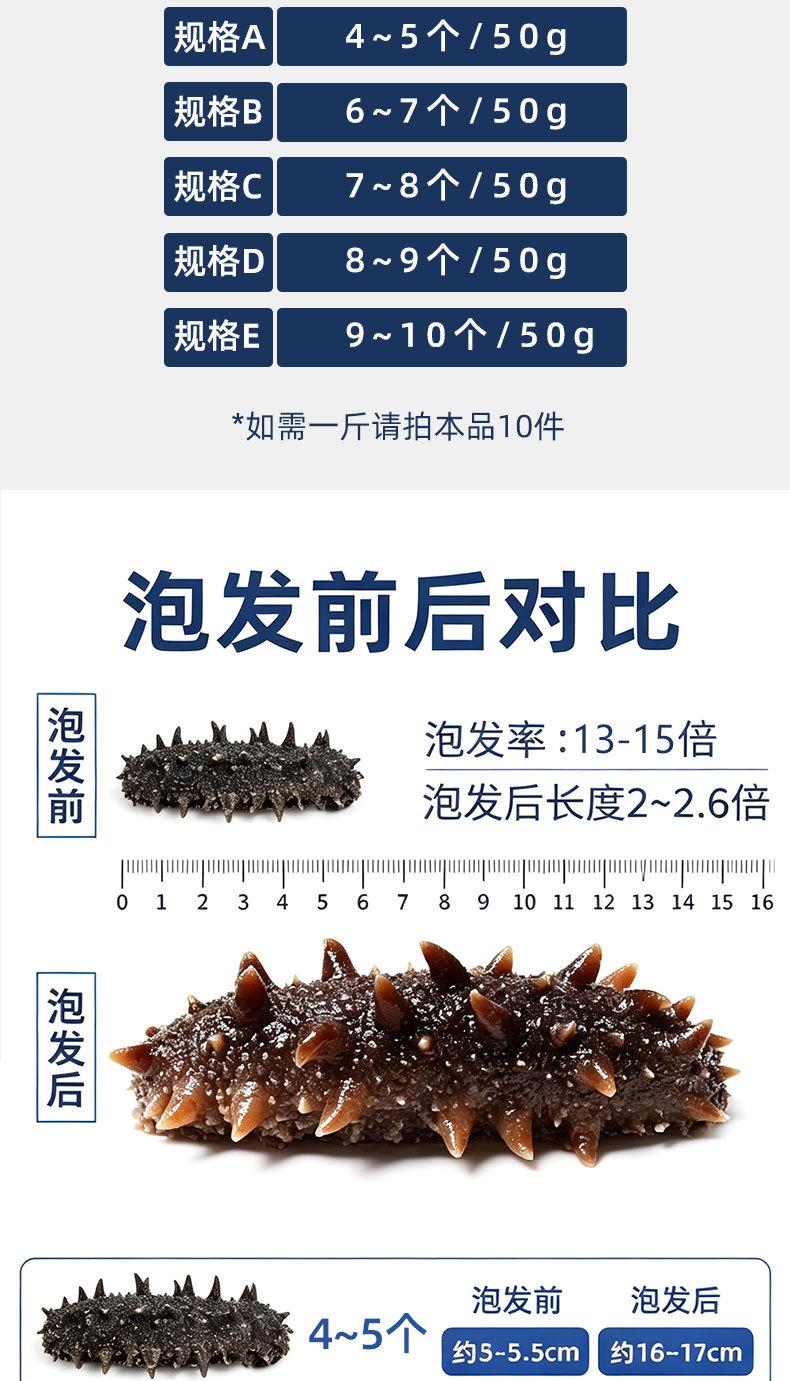Dalian Lightly Dried Sea Cucumber Gift Box 50g Premium Liao Sea Cucumber Dried Seafood key features