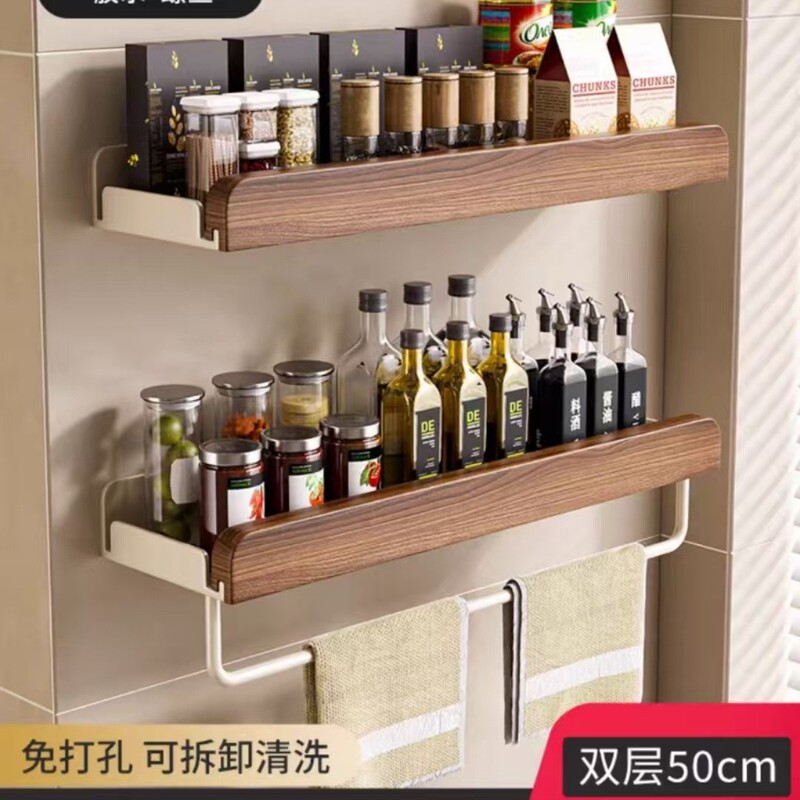 美ラードの台所の物置棚は穴を開けないで調味料をかぶせます。|undefined