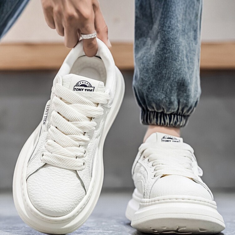 European Men's Shoes 2025 Autumn New Trendy Brand Style Sports Casual White Sneakers Height-Increasing Versatile Trendy Shoes