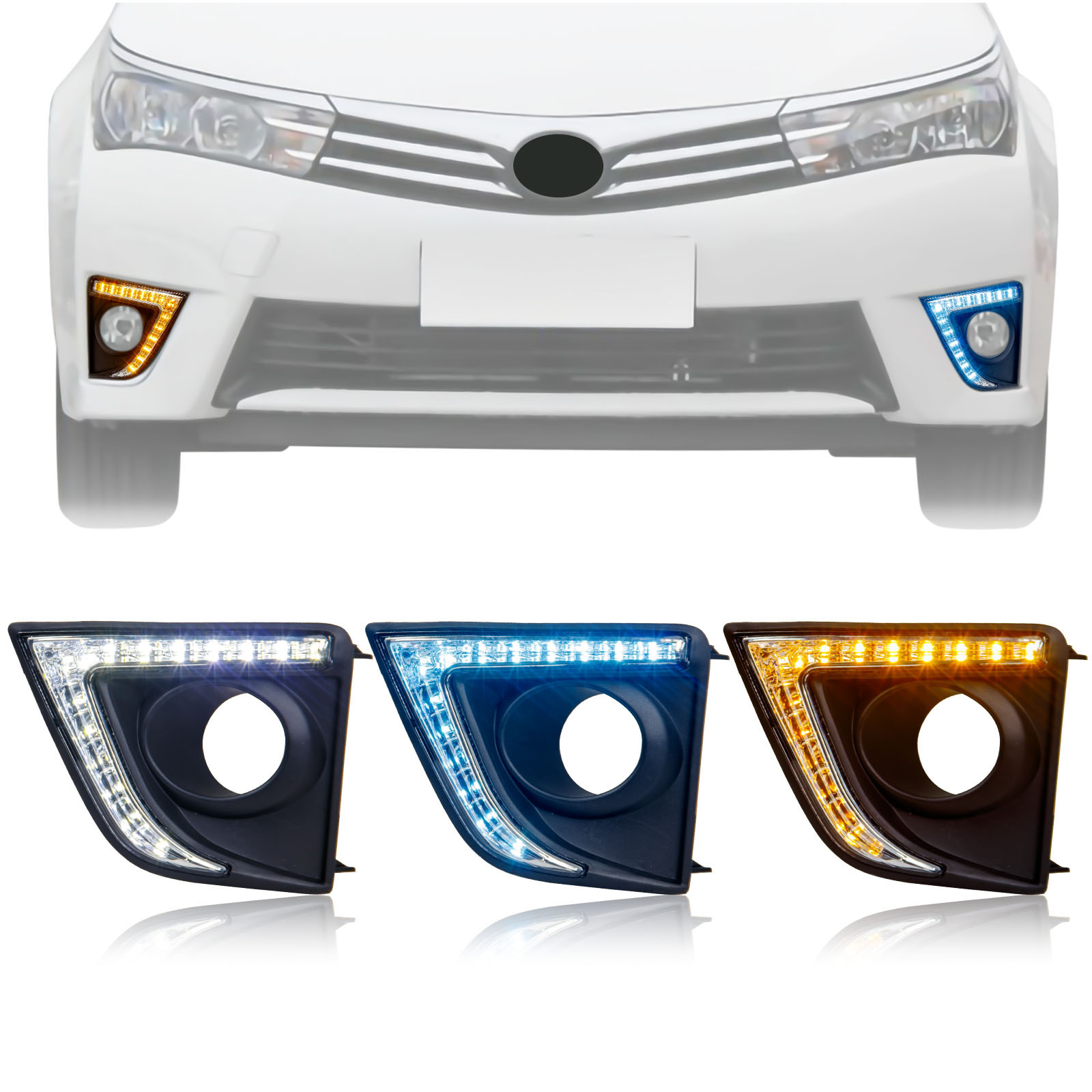 Adecuado para luces de circulación diurna Toyota Corolla 14-16 [Bingya · 2 colores streamer] luces de circulación diurna de 3 colores
