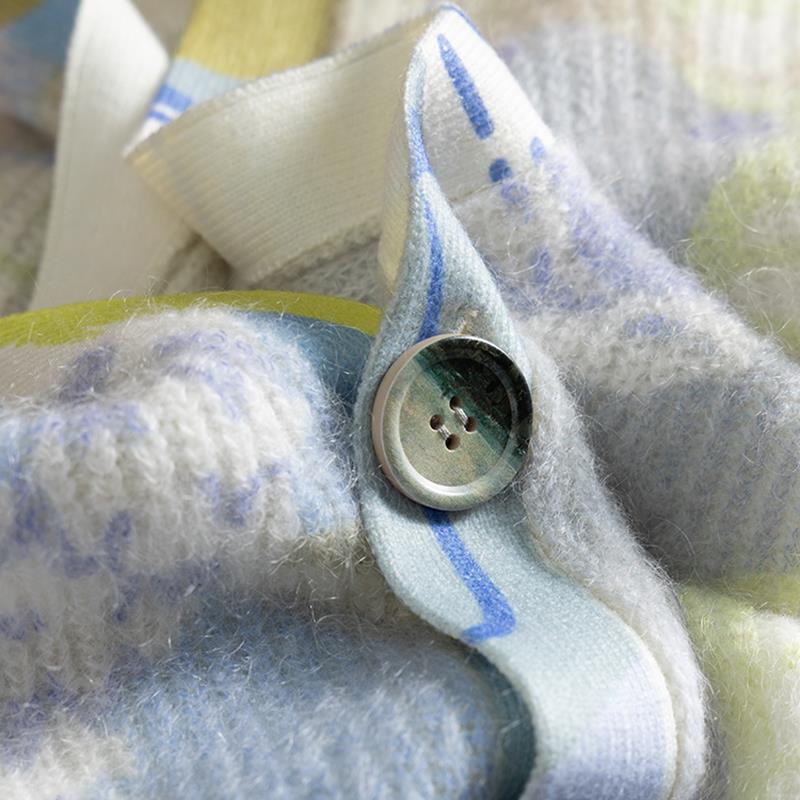 H Crowd Luminous Tie-Dye V-Neck Mohair Wool Long Sleeve Sweater Cardigan Female Spring No.7 1B05