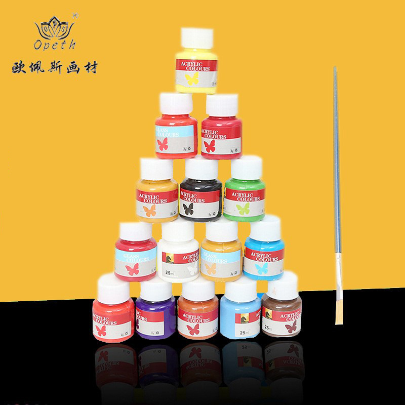 Opes No-Bake Glass Paint Transparent Hand-Painted Paint 12-Color DIY Watercolor Gouache Waterproof Paint Set