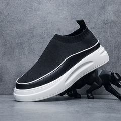 夏季英倫男士襪子鞋男飛織透氣松糕厚底懶人鞋子百搭網紅直播代發