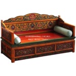 批发藏式家具实木雕花沙发床藏族彩绘罗汉床民宿客栈家具做旧手绘