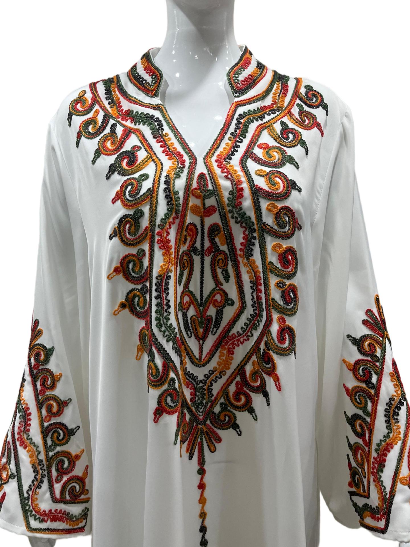 New In Stock Muslim Embroidered Robe, Middle Eastern Clothing, Abaya, Loose-fitting Women's Long Dress From Dubai,_ecoleips.com
