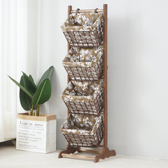 處理款 實木 置物架 收納架 臥室客廳通用書報架 多層儲物吊籃