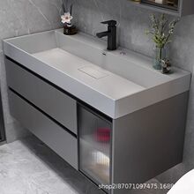 2024款洗手池卫生间洗漱台实木浴室柜一体盆套装卫浴洗脸盆柜组合