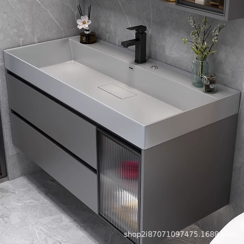 2024款洗手池卫生间洗漱台实木浴室柜一体盆套装卫浴洗脸盆柜组合