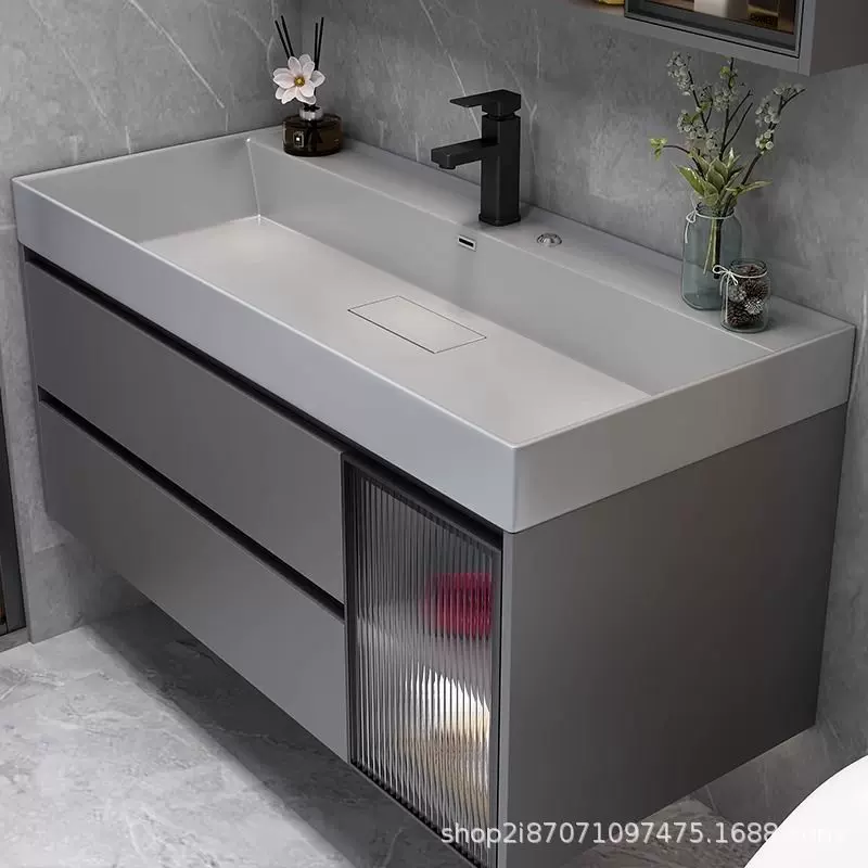 2024款洗手池卫生间洗漱台实木浴室柜一体盆套装卫浴洗脸盆柜组合