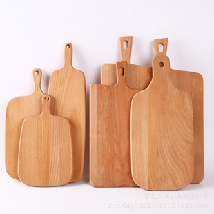 Cross-Border Beech Wood Cutting Board Pizza Board with Handle, Thickened Chopping Board, Supports Logo Printing, Amazon Western-Style Cuisine, Cross-Border Hot Seller