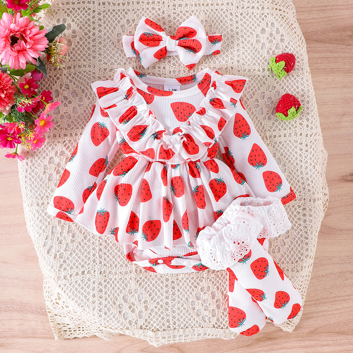 Comercio exterior ropa infantil primavera y otoño lindas ropa de bebé mujer impresión de mangas largas camiseta de cabeza calcetines
