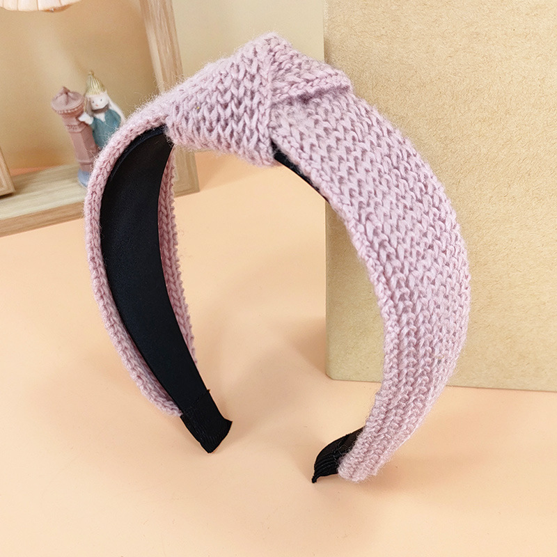 Morandi Pink Series Broad-sided Fabric Knitted Hair Band display picture 16