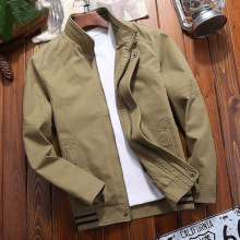 春秋男士夹克衫中年商务休闲爸爸宽松大码立领工装外套多口袋工装
