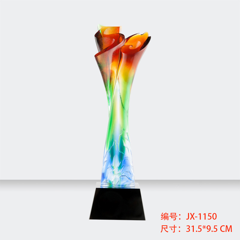 周年庆典琉璃奖杯预定10周年大会表彰制作内容广州批发直销刻字