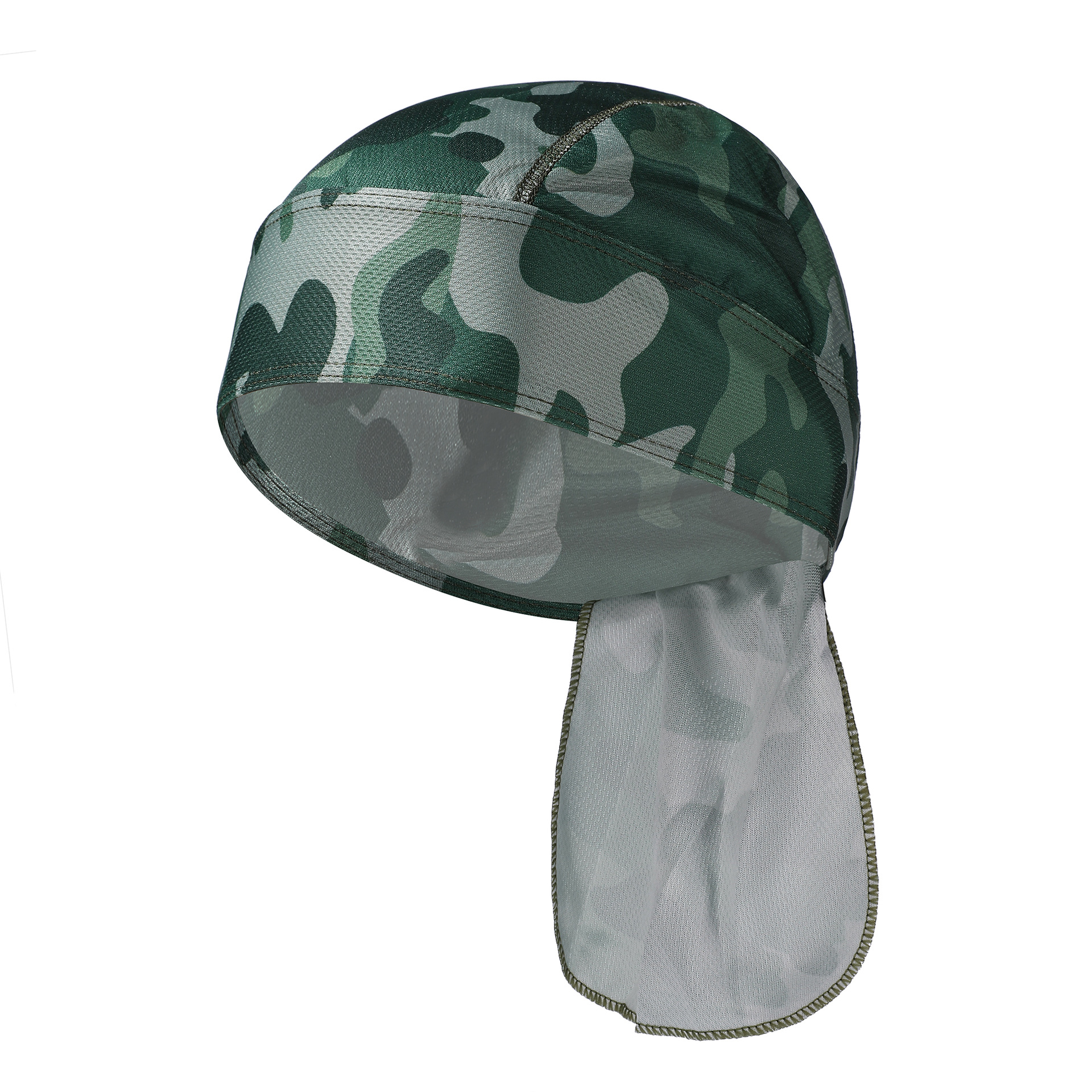 Sweat-wicking breathable pirate turban jungle camouflage long lace-up ribbon hat outdoor running ice silk sweat-guiding hat