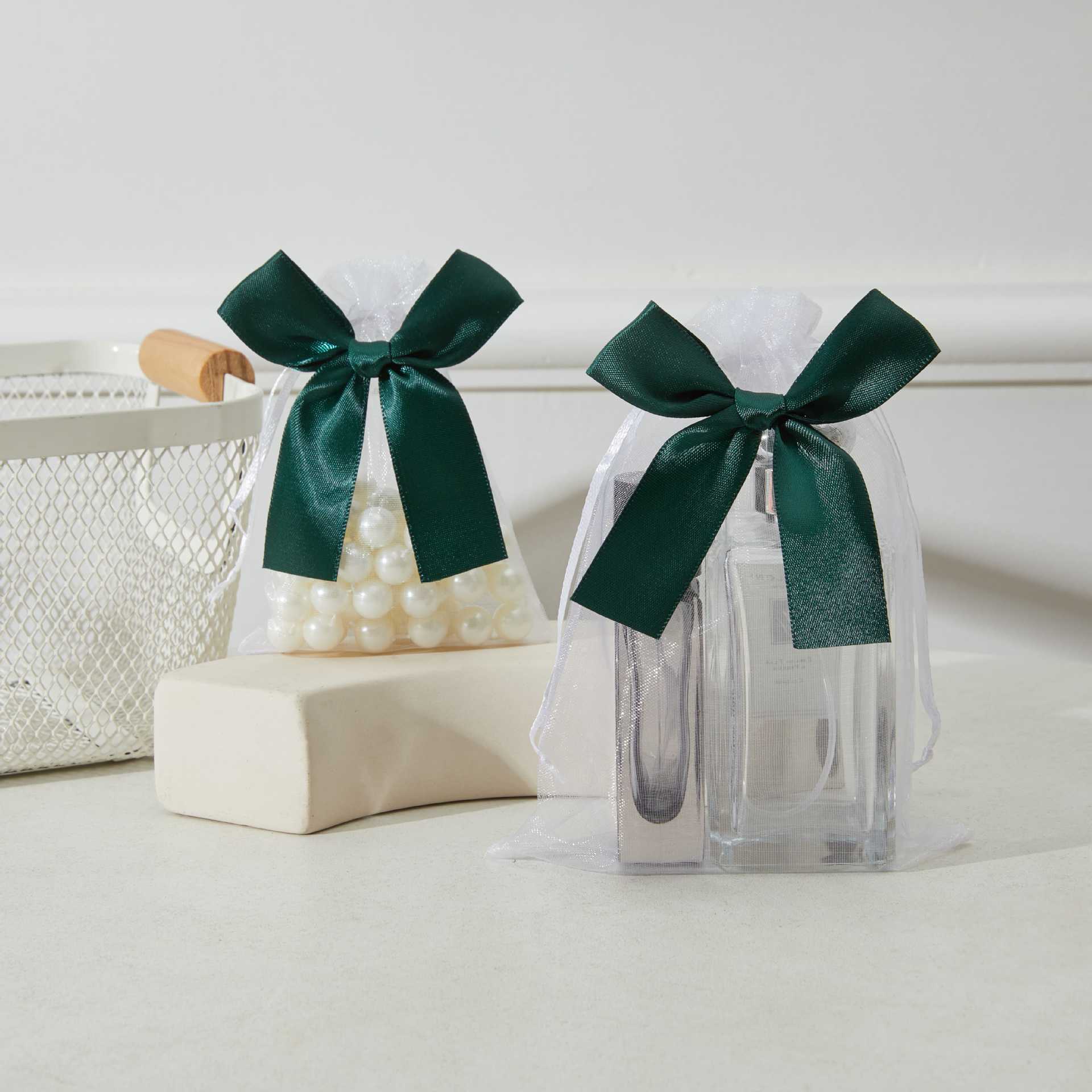 Bolso de gasa con lazo dorado transfronterizo, bolsa de dulces de boda, bolsa de regalo para fiesta, bolsa de embalaje de regalo, bolsillo con cordón