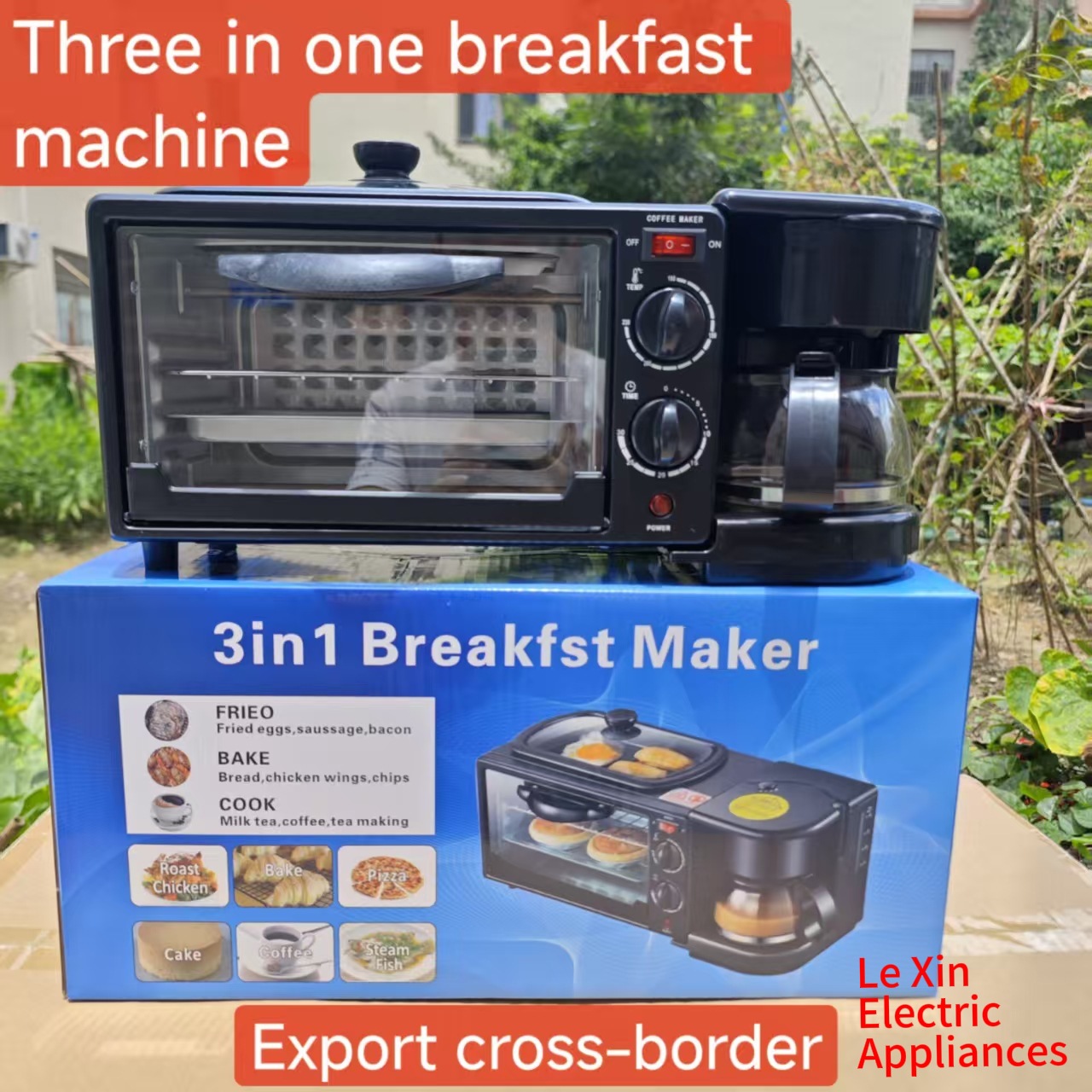 Foreign Trade Multifunctional Household Three-in-One Breakfast Machine Coffee Machine Bread Machine Intelligent Timing Baking Electric Oven