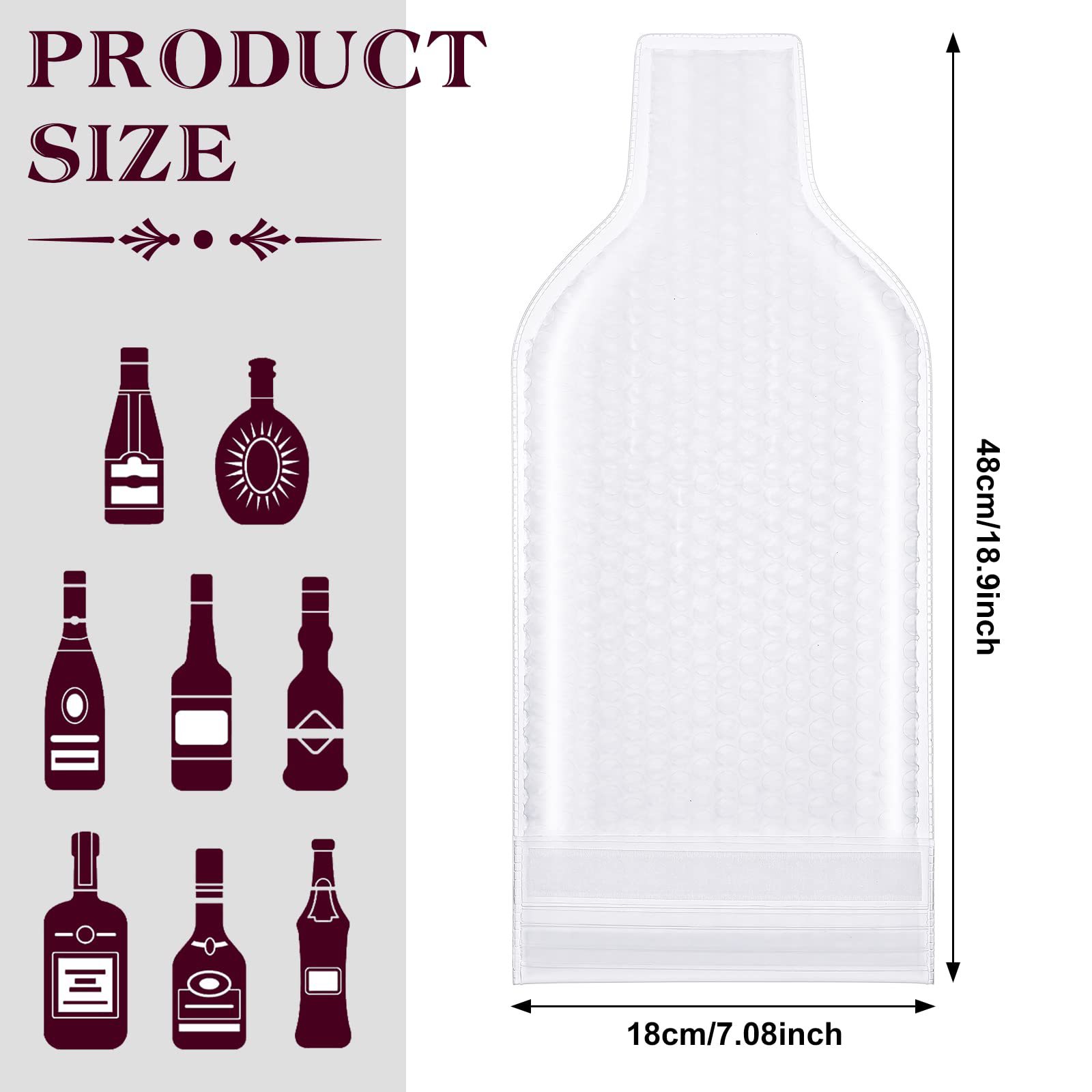 Bolsa de vino de PVC transfronteriza en stock, bolsa protectora portátil a prueba de golpes para botellas de vino, bolsa de embalaje para botellas de vino de viaje, bolsa de vino transparente.