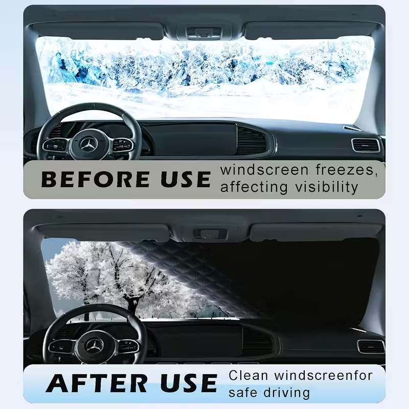 Thickened snow shield for cars, dustproof, frostproof, snowproof, sunproof, made of Oxford fabric, front windshield with camera visibility, car snow cover