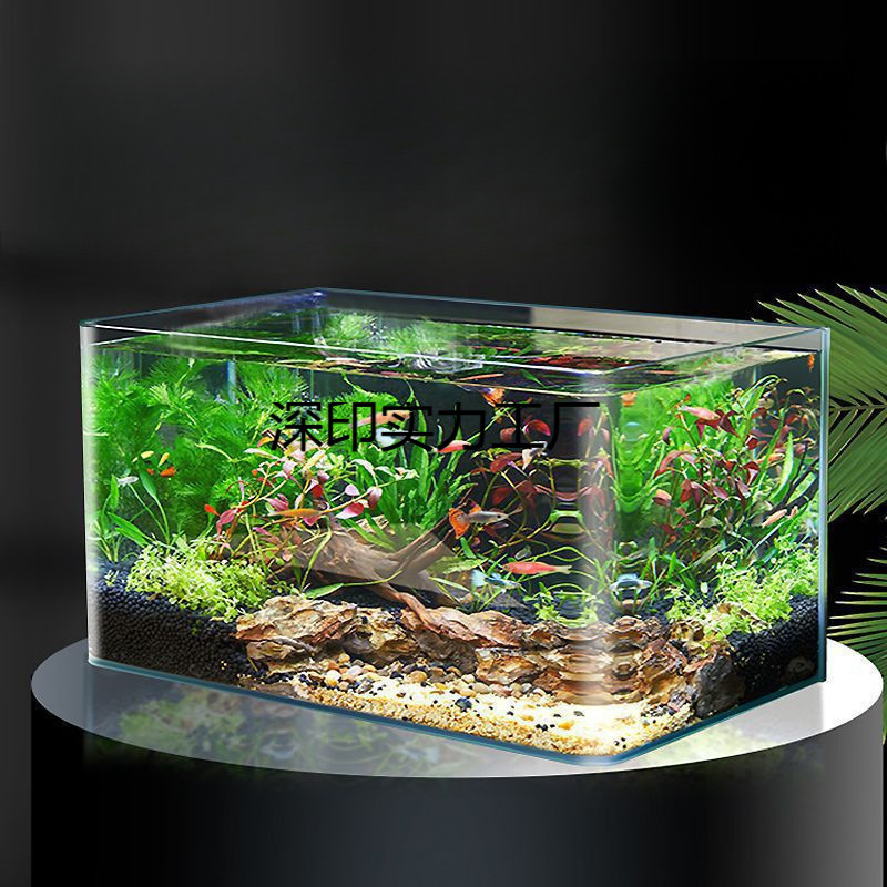 热弯玻璃鱼缸客厅小型水族箱桌面家用金鱼水造景长方形生态裸缸