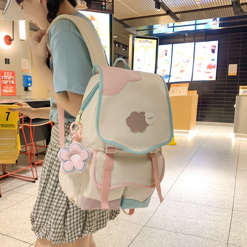 简约书包2024夏季小清新大学生双肩包男大容量开学季高中生背包女