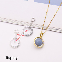 S925純銀螺絲扣鋯石珠框DIY手工飾品配件可放珠子吊墜扣隔珠套圈