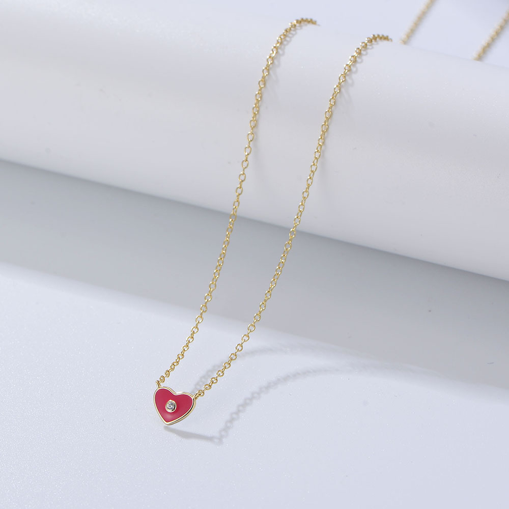 Internet celebridad chica fresca en forma de corazón colgante todo partido clavícula cadena s925 plata esterlina color epoxi collar en forma de corazón