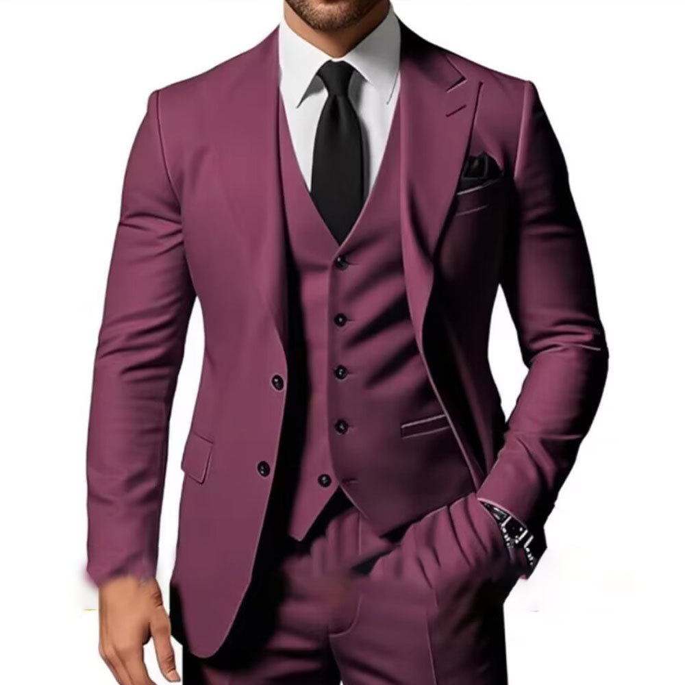 Nuevo traje de hombre traje de tres piezas casual de negocios banquete de baile traje delgado vestido de playa de boda