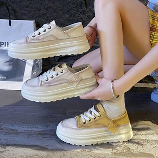 Internet Celebrity Two-Wear Thick-Soled Platform Shoes 2025 Summer New Breathable White Shoes Korean Style Casual Sports Shoes Women's Sneakers