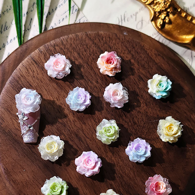 百搭真爱玫瑰美甲饰品立体细闪软胶花树脂玫瑰花爆款美甲小饰品批|undefined