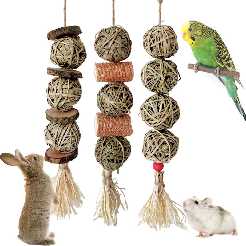 Pet Molar String Rabbit Hamster Toy Gnawing Grass Ball Apple Corncob Tearing Fun Parrot Toy
