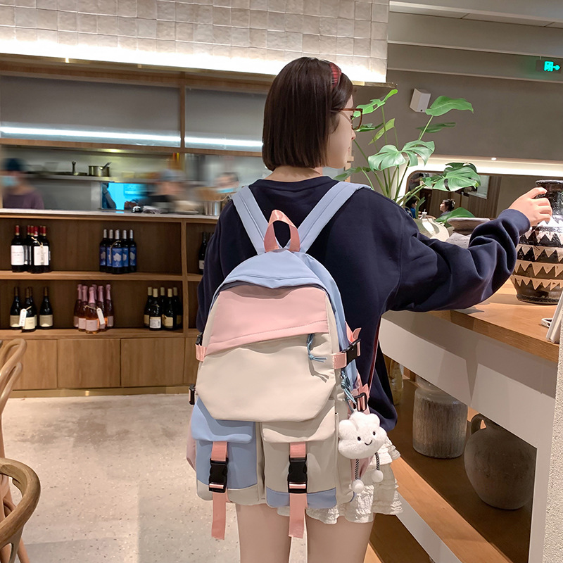 2024 nueva moda ins mochila escolar femenina estudiante de secundaria mochila de gran capacidad fuera de la bolsa de la computadora mochila de viaje mujer