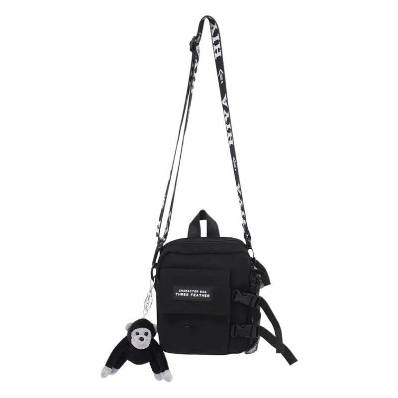 2025 Summer New Men's Trendy and Cool Nylon Shoulder Bag Ins Style Korean Style Casual Crossbody Bag Simple Small Square Bag